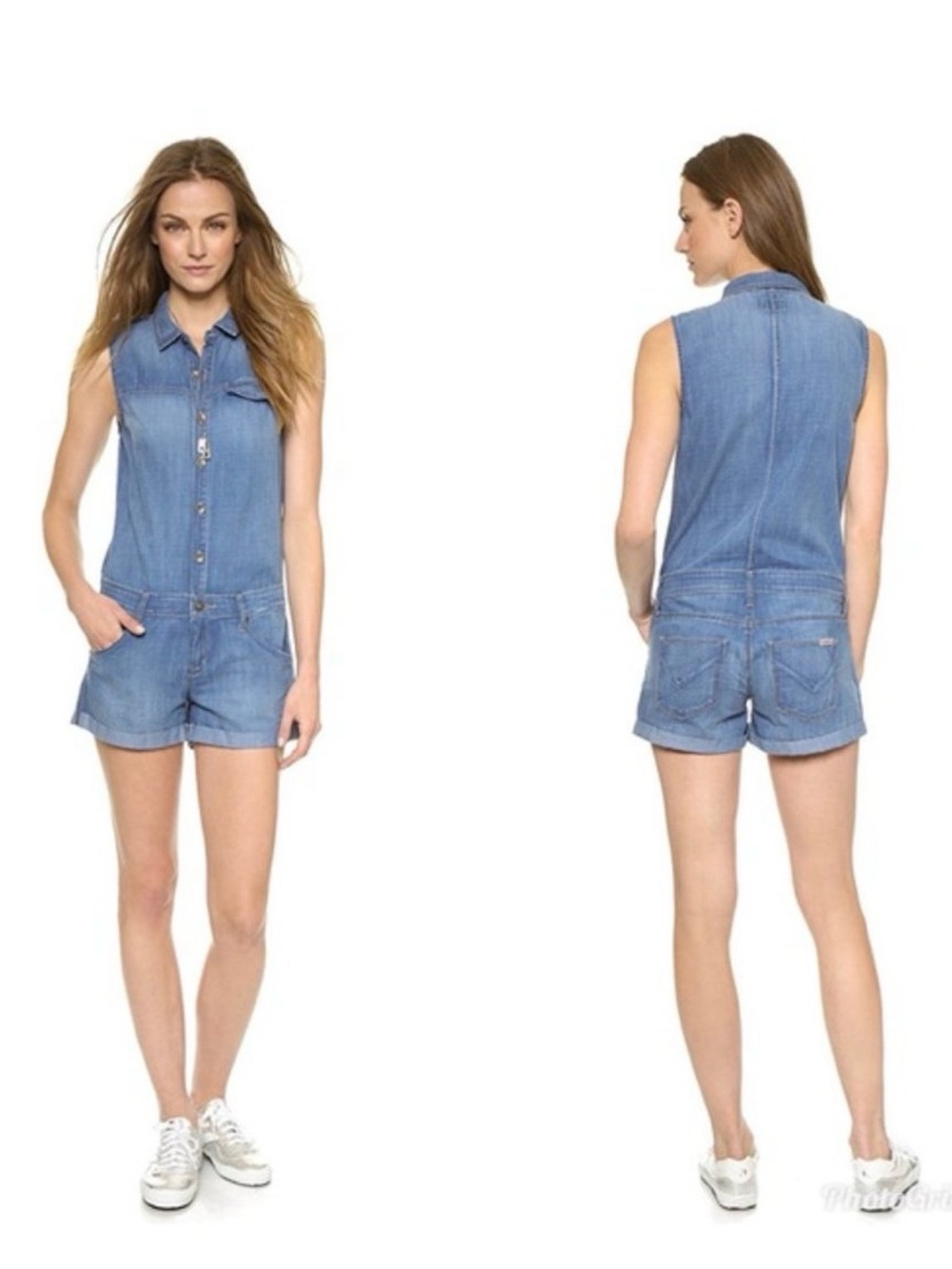 Hudson Jeans Sleeveless Denim Romper in Light Blue